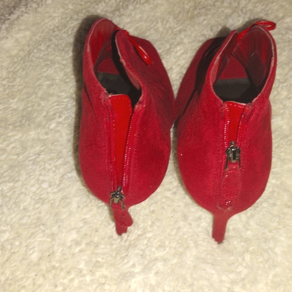 Red Faux Suede Booties - Picture 4 of 11
